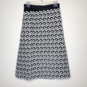 ABS by Allen Schwartz Skirt Black White Mesh NWT A Line Embroidery
